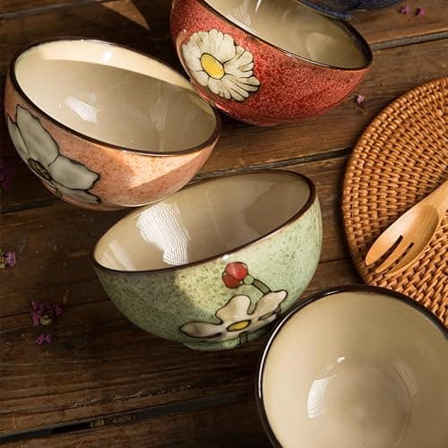 Ceramic Bowls For Kitchen, 28oz - Bowl Set of 4 - For Cereal, Salad, Pasta, Soup, Ramen, Serving etc - Dishwasher, Microwave, and Oven Safe - For Breakfast, Lunch and Dinner (Blue+Red+Green+Pink) thumbnail 6