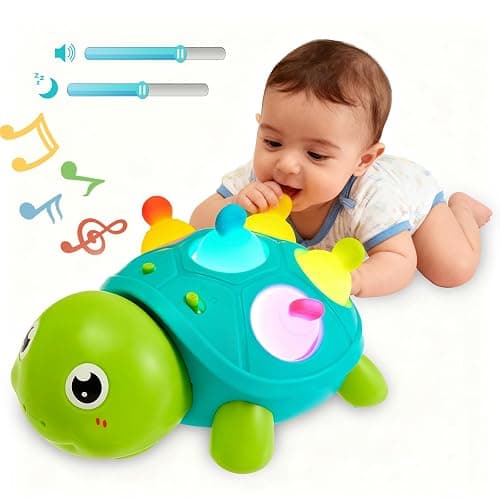 Baby Crawling Turtle Toy 6 9 12 18 Months, Infant Tummy Time Sensory Teething Musical Toys, Toddler Walking Learning Motor Skill for 1 2 3 Year Old Boy Girl Birthday Gifts Christmas Stocking Stuffers - Image 1