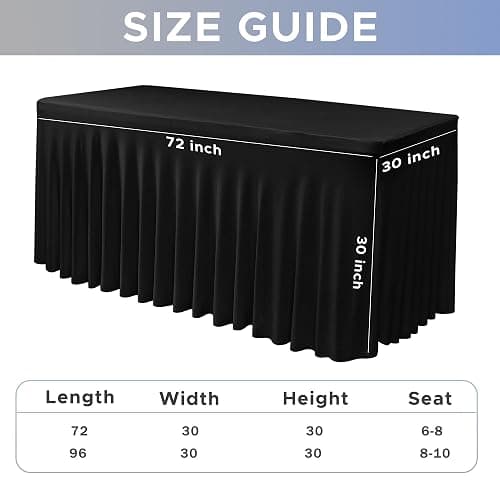 Nasitos Black Rectangle Tablecloths, 2 Pack - 72 x 30 Inch - Stretch Spandex & Polyester Fitted Table Skirts for 6FT Tables, Party, Banquet, Wedding thumbnail 3