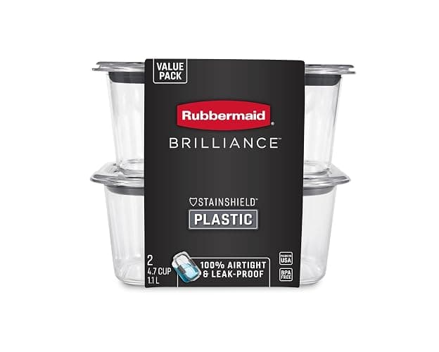 Rubbermaid Brilliance BPA-Free Food Storage Containers, Medium Deep, 4.7 Cup, 2-Pack, Airtight & Leak-Proof, Microwave & Dishwasher Safe thumbnail 4