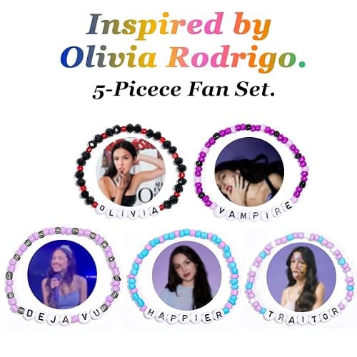 AICase for Olivia Rodrigo Merch Friendship Bracelets Set, Concert Outfits | Beaded VAMPIRE Bracelet Stuff Shirt Accessories, Jewelry Merchandise Gifts for Fans Birthday Easter Christmas Stocking thumbnail 2