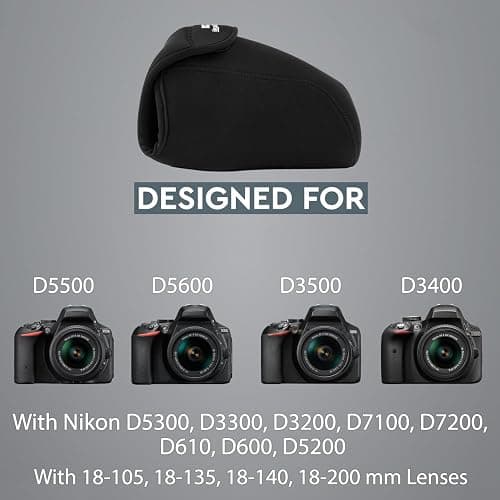 MegaGear MG091 Nikon D3500, D5600, D3400, D5500, D7200, D3300, D5300, D610, D7100, D600, D3200 Ultra Light Neoprene Camera Case, Black insade Yellow thumbnail 5