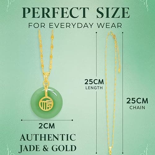 emmandsophie Green Jade Necklace | Authentic Good Fortune Pendant | Brushed Matte Finish | Unique Modern Design | Vintage Style Jade Necklace | Women's Jewelry Gift| Jade Necklaces for Women thumbnail 4