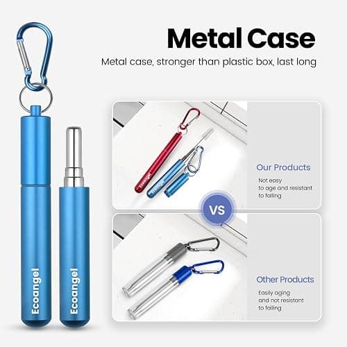 Ecoangel Cruise Ship Essentials, Reusable Metal Straws (4 Pack) | Collapsible Travel Drinking Straws with Cases, Stainless Steel Straws, Cruise Must Haves with Silicone tips for Gifts thumbnail 4