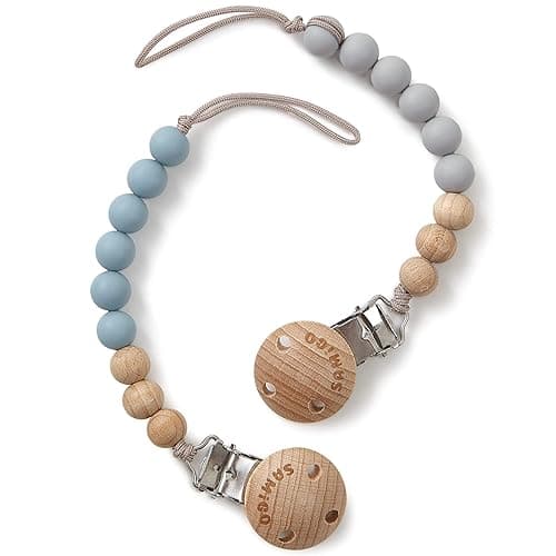 SAMiGO Pacifier Clips for Baby Boys Pacifier Holders Silicone Paci Binky Clips - 2 Pack - Serenity