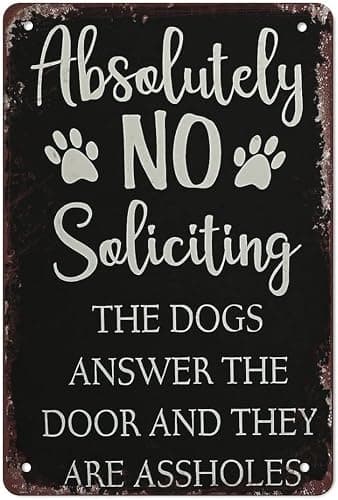 YYN Dog No Soliciting Tin Sign, 8x12 Inch, Vintage Metal Wall Decor, Kitchen Porch Decor, Funny Sign, House Gift for Men Women - Image 1