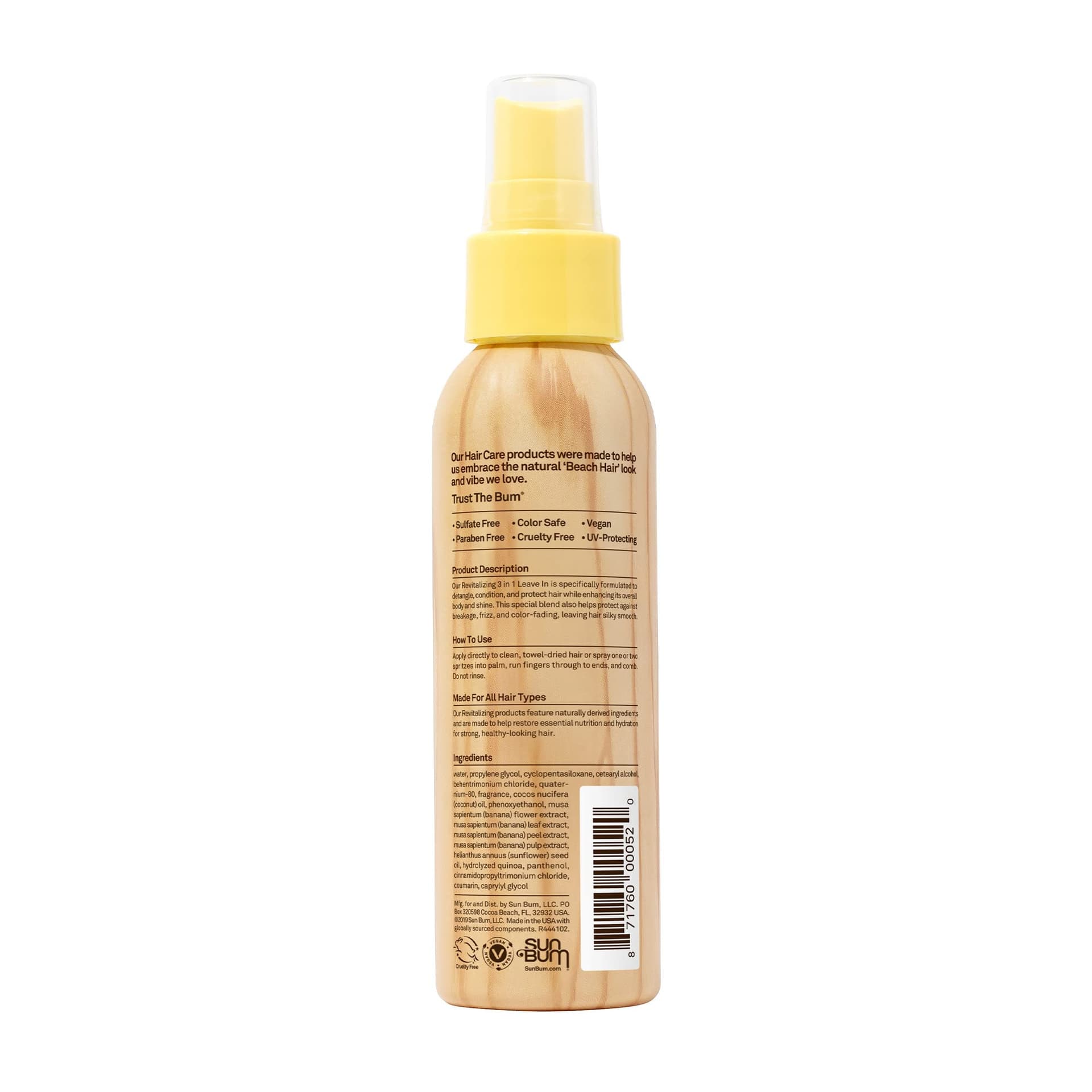 Sun Bum Revitalizing 3-in-1 Detangle Leave in Conditioner | Vegan and Cruelty Free Detangling, Conditioning and Protecting Hair Spray | 4 oz., thumbnail 2