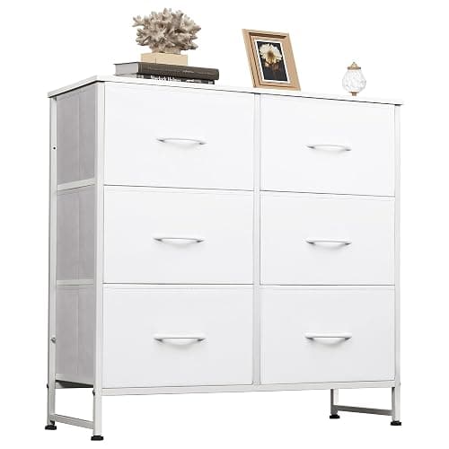 WLIVE White Dresser for Bedroom, 6 Drawer Double Dresser, Fabric Storage Tower with Fabric Bins, Chest of Drawers for Closet, Living Room, Hallway - Image 1