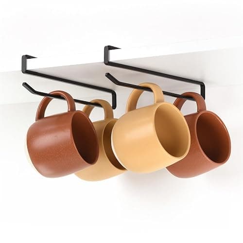 xympo Coffee Mug Hanger for Cabinet, Clip-On Shelf, for Cups, Utensil, Tumbler Lid, Screwless Install (Pack of 2), Fits Shelves up to 3/4" - Image 1