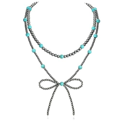 Navajo Pearl Bow Necklace Western Jewelry for Women Cowgirl Turquoise Necklaces Jewelry - Image 1