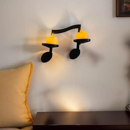 ZAYHENYOO Music Note Wall Decor Candle Sconces Holder Set of 4 Black Metal Decorative Sconces for Kitchens,Porch,Living Rooms,Entryway,Fireplaces,Stairway thumbnail 4