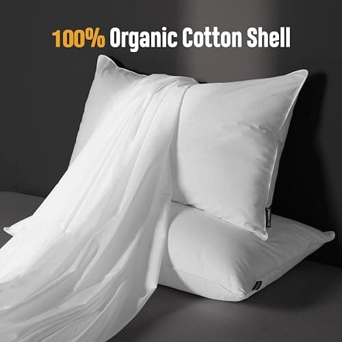 DOWNSTORIA Feather Down Pillow Queen Size Set of 2 Pack, 100% Cotton Hotel Collection Bed Pillows for Sleeping, Down Surrounded Soft Medium Firm Pillows for Side Back Stomach Sleepers 20" x 30" thumbnail 7