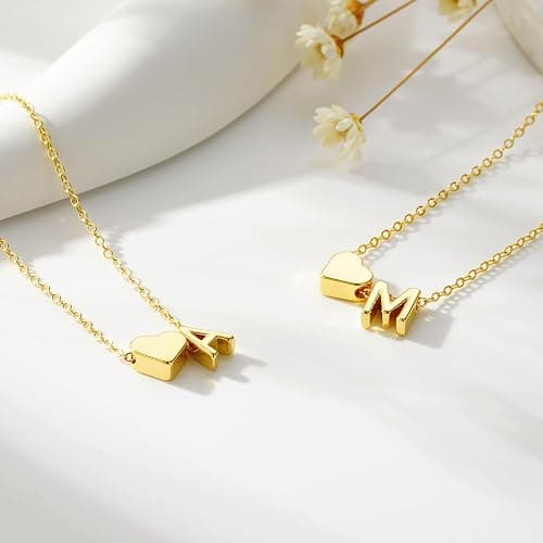 M MOOHAM Valentines Day Gifts for Kids Teen Girls -14K-Gold-Plated Heart Initial A-Z Bracelets for Women Girl Dainty Gold Bracelets Birthday Valentines Gifts for Women Her Teenage Girls Kid Teen Gift thumbnail 5