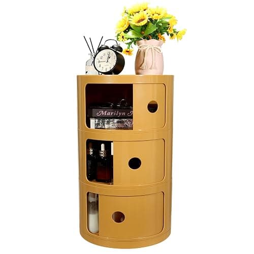 FZANVAN 3-Tier Round Bedside Table, Narrow Storage Cabinet, Small Stylish Storage Cabinet, no Installation Required, Suitable for Living Room and Bedroom, Small Space - Image 1