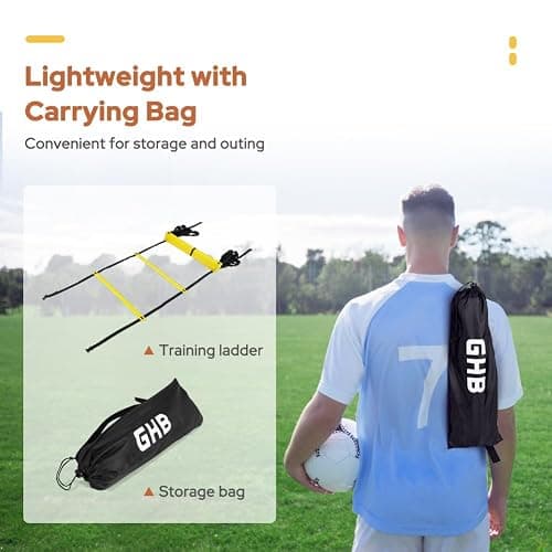 GHB Pro Agility Ladder Agility Training Ladder Speed 12 Rung 20ft with Carrying Bag thumbnail 5
