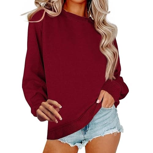 Jybuyye Sweatshirt for Women Casual Crew Neck Oversized Sweatshirt Long Sleeve Preppy Sweatshirts Fall Pullover Sweaters thumbnail 6