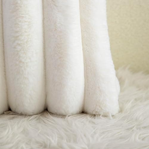Neelvin Cream White Faux Fur Cozy Soft Striped Decorative Throw Pillow Covers 18x18 inch Set of 2,Velvet Pillowcase Cushion Case for Sofa Couch thumbnail 5
