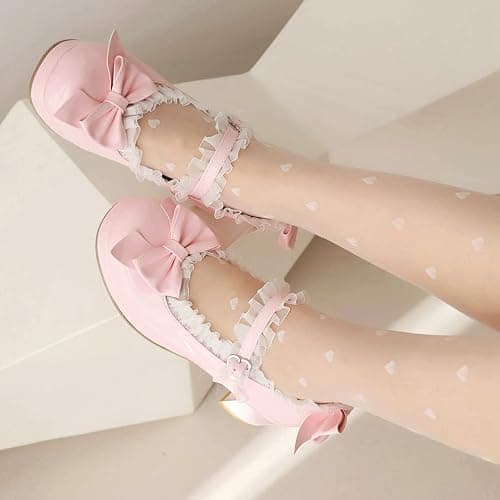 LUXMAX Women Kawaii Mid Block Heel Mary Jane Rockabilly Pumps with Bow Platform Chunky Heel Cute Sweet Shoes thumbnail 4