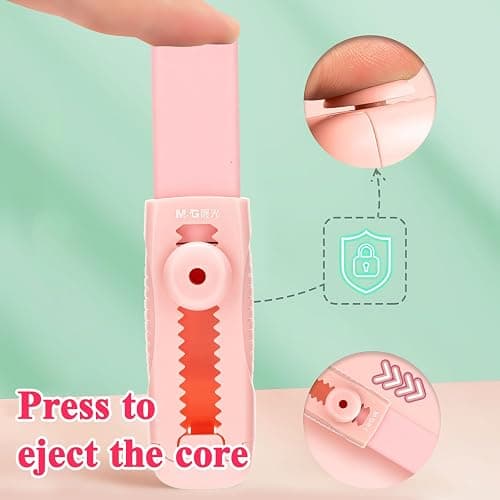 M&G 4+1 Pack Rubber Pink Erasers Sliding Retractable Eraser, Soft Cute Erasers Push Pull Large Pencil Erasers with Plastic Sleeve 4 Refill Eraser for School Students Kids Office Home Supplies thumbnail 4