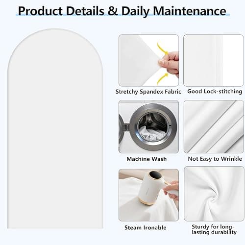 Hemmotop Stretchy White Arch Backdrop Cover Set of 3-7.2ft, 6.6ft, 6ft | Wrinkle-Free, Double-Sided, Spandex, for Wedding, Birthday, Baby Shower, Graduation Party, Reusable for Balloon Arches thumbnail 5