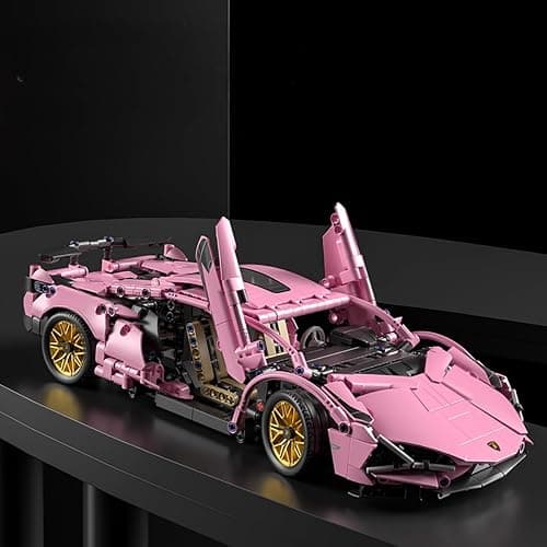 Chodia Sport Race Car Building Block Sets for Adults Pink Racing Supercar Toys Kits Collectible 1:14 MOC Model Construction Christmas Xmas Birthday Gift for Men Boys and Girls Teens Age 8-12 12-16,14+ thumbnail 5