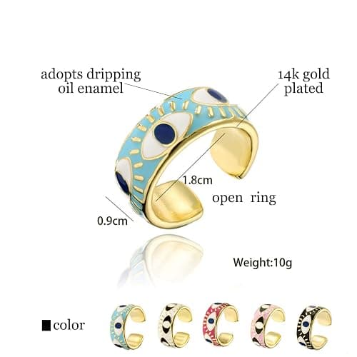 TKMIRA Chunky Gold Rings for Women Non Tarnish Evil Eye Ring Stackable Open Rings Trendy Statement Women Rings thumbnail 3