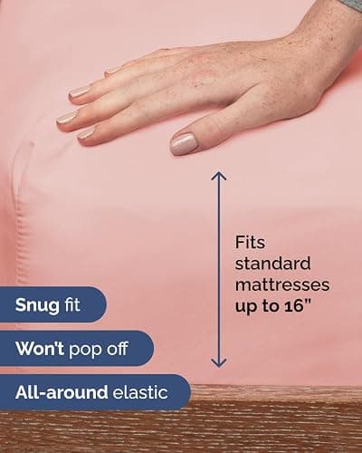 Twin Fitted Sheet - Pack of 4 Single Fitted Bottom Sheet Only - Baby Pink | Fits Mattress Up To 16" Deep Pockets - Extra Soft, Breathable & Cooling - Hotel Quality, Shrink and Wrinkle Free thumbnail 3