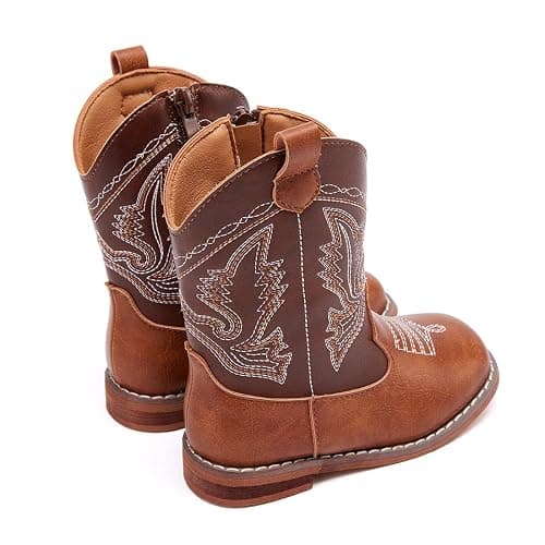 BMCiTYBM Toddler Cowboy Boots Western Cowgirl Boots Boys Girls Mid Calf Square Toe Riding Walking Shoes thumbnail 4