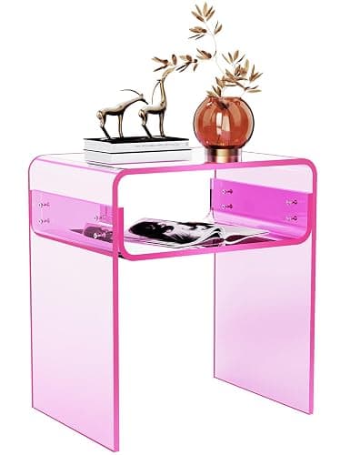 solaround Table d'appoint en Acrylique, Transparent, pour Salon, Chambre, Table de Chevet, 40 x 30 x 50 cm (Rose) - Image 1