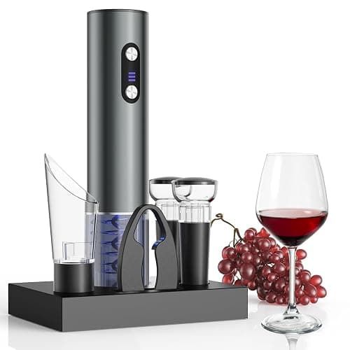 Newise Rechargeable Electric Wine Opener Gift Set: Wine Opener, Aerator, Vacuum Stoppers & Foil Cutter - Wine Lovers Gifts for Women Men, Mom - Image 1