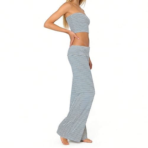 Lounge Yoga Pants for Women Fold Over Low Waist Wide Leg Bell Bottoms | Y2K Foldover Pants, Flare Leggings, Low Rise Yoga Sweatpants thumbnail 5
