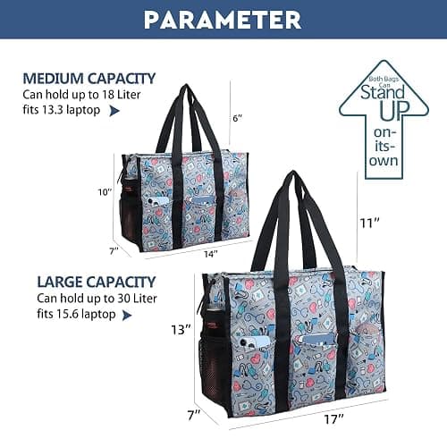 ABAMERICA Nurse Bags for Work Nursing Bag Multiple Pockets Waterproof Organizing Zip Top Clinical Bag for Nursing Students thumbnail 3