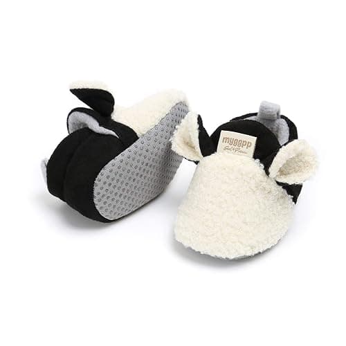 Ohwawadi Infant Baby Boys Girls Slippers Cozy Fleece Booties Soft Bottom Warm Cartoon Socks Newborn Crib Shoes thumbnail 4