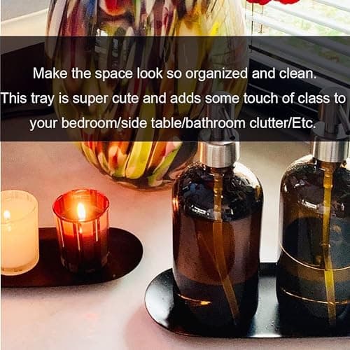 Stainless Steel Decorative Tray, Set of 2, 7 Inch Long, Jewelry Dish Cosmetics Organizer Bathroom Clutter Serving Platter Small Storage Tray, Oval, Matte Black thumbnail 4