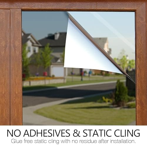 STATINT Privacy Window Film One Way Mirror Glass Tint Heat Control Sun UV Blocking Sliding Door Tinting Reflective Static Cling for Home, Black-Silver, 17.5 Inch X 6.5 Feet thumbnail 8