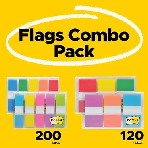Post-it Flags Combo Pack, 4 On-The-Go Dispensers/Pack, 120 .94 in Wide and 200 .47 in Wide Flags, Assorted Colors (683-XL1) thumbnail 3