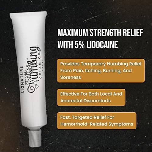 Signature Numbing Cream with 5% Lidocaine – Maximum Strength Topical Anesthetic for Pain Relief, Burn, Itching – Local and Anorectal Uses - Best Hemorrhoid Treatment (Signature Tattoo Cream 10g) thumbnail 5