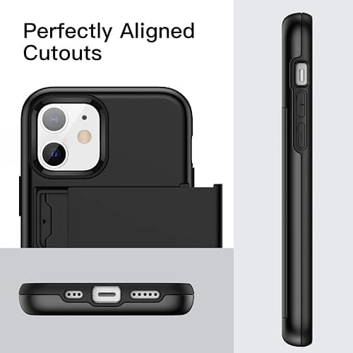 JETech Wallet Case for iPhone 12/12 Pro 6.1-Inch with Card Holder, Dual Layer Shockproof Protective Phone Cover, Sliding Hidden Slot (Black) thumbnail 7