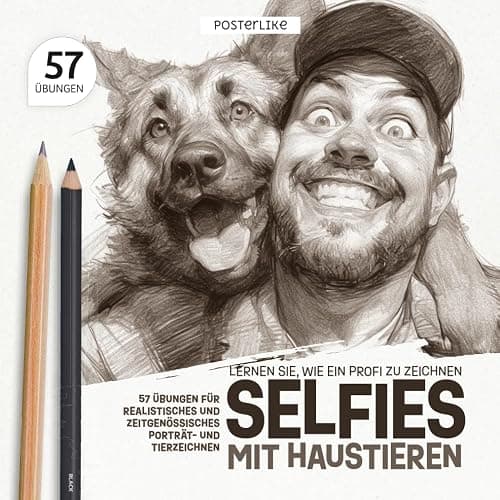 Lernen Sie, wie ein Profi zu Zeichnen. Selfies mit Haustieren: 57 Übungen für Realistisches und Zeitgenössisches Porträt- und Tierzeichnen (Zeichne wie ein Pro) - Image 1