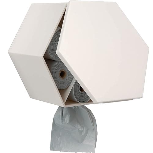 Leash Boss Dog Poop Bag Dispenser Wall Mount with Container for Extra Storage, Doggy Bag Holder for Pet Waste Stations, Includes 8 Rolls (120 Bags) of Unscented Pet Waste Bags - White - Image 1