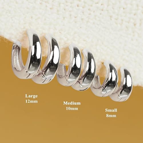 Poxtex Small Sterling Silver Huggie Hoop Earrings Set for Women, Hypoallergenic 14K Gold Plated Hoops Stacks for Multiple Piercings, Dainty Cute Mini Lightweight Cartilage Studs Trendy Jewelry Gift thumbnail 5