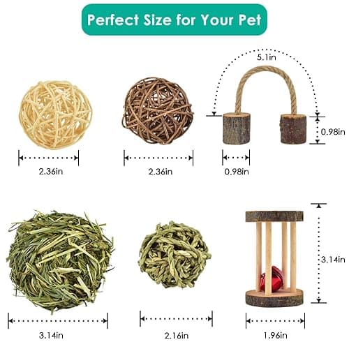 ERKOON New 12 Pack Hamster Chew Toys Gerbil Rat Guinea Pig Chinchilla Chew Toys Accessories, Natural Wooden Dumbbells Exercise Bell Roller Teeth Care Molar Toy for Rabbits Bird Rabbits Hamster Gerbil thumbnail 3