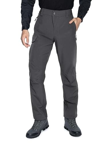 Wespornow Men's-Fleece-Lined-Hiking-Pants Water-Resistance-Snow-Ski-Pants Softshell Snowboarding Pants for Winter, Outdoor thumbnail 2