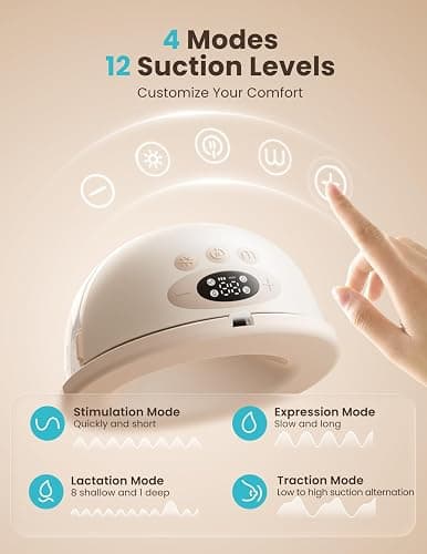 Paruu P16 Pro Wearable Breast Pump, Hands-Free Electric Breast Pump with 160min Battery & Night Light, 4 Modes & 12 Levels, 309mmHg Suction, 24mm Flange, Storage Bag & Dust Cover, 2 Pack (Champagne) thumbnail 4