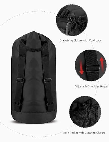 Dalykate Backpack Laundry Bag, Laundry Backpack with Shoulder Straps and Mesh Pocket Nylon Clothes Hamper Bag with Drawstring Closure thumbnail 5