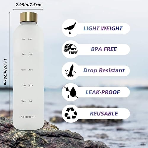 ZAKVOP 32oz Water Bottles with Times to Drink, Motivational Water Bottle with Time Marker, BPA Free Reusable Water Bottle with Hydrating Reminder for Gym Fitness Workout Travel thumbnail 2
