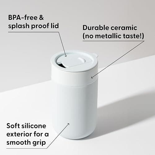 W&P Porter Ceramic Mug w/ Protective Silicone Sleeve, Terrazzo Charcoal 16 Ounces | On-the-Go | Reusable Cup for Coffee or Tea | Portable | Dishwasher Safe thumbnail 5