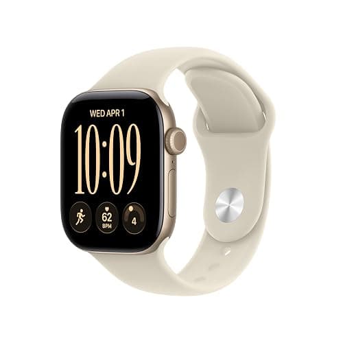 Apple Watch Series 12 GPS + Cellular 42mm Smartwatch | Light Gold Aluminum Case, Sand Sport Band - S/M. Health + Fitness + Sleep Tracking, Heart Rate, Safety - Image 1