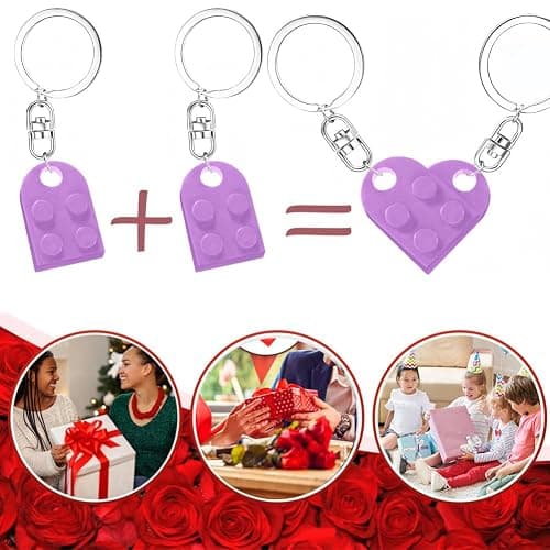 MPK Brick Matching Couple Heart Keychain, Gifts for Him Her Boyfriend Girlfriend Christmas, Wedding Anniversary Birthday Gift thumbnail 2
