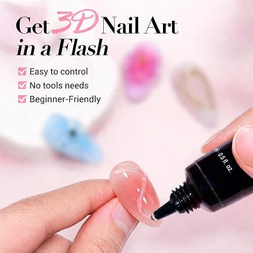 AZUREBEAUTY 3D Gel Nail Art, 15g Sculpting Gel for Nail Art, Molding, Clear | Rhinestones Glue for Gems Decoration Charms and Nail Design, Carving and Drawing, No Wipe, U V Light Required, DIY Salon Home thumbnail 4